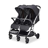 Babify Twin Air Silla de Paseo Gemelar, ligera y compacta - Homologada hasta 22 kg por asiento - Color Neg