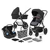 Kinderkraft Carrito Bebé 3 Piezas XMOOV, Capazo, Silla Paseo, Silla Coche, Neg